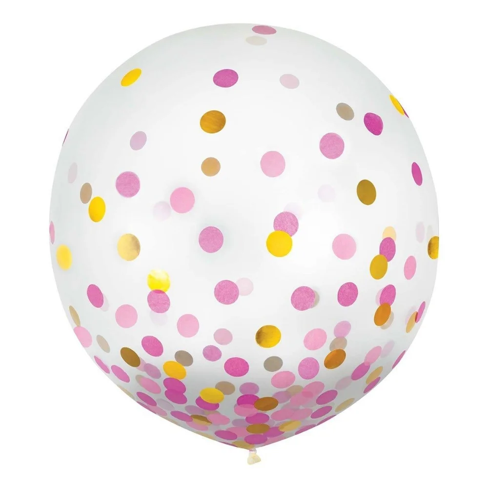 NEW 2 PACK Confetti Balloon with Pink & Gold Dots
